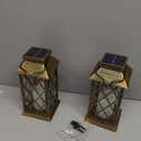 Solar Lanterns Outdoor Waterproof, 2 Pack 9" Glass Hanging Solar Lights with Flickering Flameless Candle, Outdoor Lanterns for Patio Wall Porch Table Garden Yard, Gift for Women Mom - Bronze