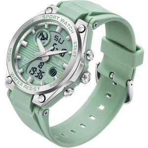 findtime Womens Digital Watch Sport Waterproof Watch Analog Military Tactical Watches LED Backlight Alarm Stopwatch Wrist Watches (green)