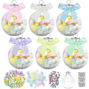 Cinrobiye 12 Pcs DIY Christmas Booze Balls,Make Your Own Christmas Ball Hanging Ornaments Clear Plastic Xmas Fillable Booze for Xmas Tree Home Holiday Wedding Party Decoration (Pink)