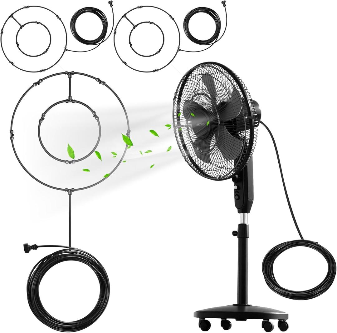 2 Sets Fan Misters Kit for Outside Fan Misting 33ft 8 Nozzles for Cooling Outdoor Multi Nozzle Spray Ring for Patio Backyard Pavilion Swimming Pool Courtyard Barbecue Accessories Party