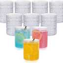 YOUBET 24PCS Plastic Hobnail Drinking Glasses - 14 Oz Clear Vintage Glasses Drinkware - Disposable Beaded Cups for Juice, Wine, Party