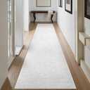 Uphome Long Runners for Hallways, 2'6x10 Washable Boho Bedroom Runner Rug Non Slip, Modern Soft Entryway Runner Rugs Low Pile, Non Shedding Floor Carpet Runner for Hallway Kitchen, Light Grey