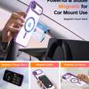 Meifigno Designed for iPhone Air Case with Ring Stand (6.5"), [Built-in Mirror] [Compatible with MagSafe] [Glitter Card & Wrist Strap] Removable Phone Stand +Designed for iPhone 17 Air Case, Purple