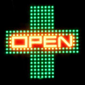16x16Cross LED Open Sign with Remote Controls,Hanging Ultra Bright Open Signs for Buiness,Drug Store, Shops, Window Decor