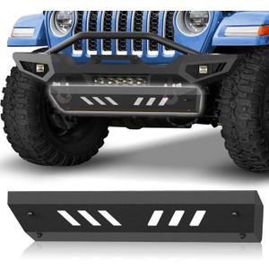 Front Bumper Skid Plate for Wrangler JL/JLU 2018-2025, Gladiator JT 2020-2025, Heavy-Duty Carbon Steel with E-Coating & Powder-Coated Finish