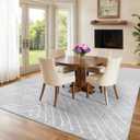 ROYHOME Area Rug 9x12 Living Room Rug Non Slip Modern Bedroom Stain Resistant Dining Room Throw Rug Geometric Area Rug Low Pile Untra Soft Contemporary Accent Carpet for Home Office, Grey