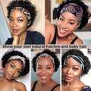 Headband Wig Human Hair Wigs for Black Women, 6" Wear and Go Glueless Pixie Cut Headband Wigs for Black Women Short Curly Human Hair Wigs