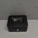 Kyodoled Medium Cash Box with Money Tray,Small Safe Lock Box with Key,Cash Drawer,7.87"x 6.30"x 3.54" Black Medium