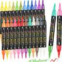 72 Colors Dual Tip Acrylic Paint Pens Markers, 36 Set Permanent Acrylic Paint Pens, Waterproof, Quick-Dry, Ideal for Rock Painting, Canvas, Glass, Wood, Ceramic, DIY Crafts & Art Supplies