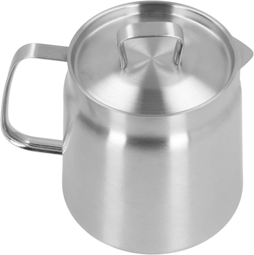 Oil Strainer Pot, Large Capacity Stainless Steel Oil Container Oil Container with Strainer, Bacon Grease Container Filter Pot for Deep Frying and Cooking Grease Storage (1.5L)