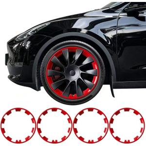 Red Rim Protector for Tesla Model Y 20 Inch Induction Wheels | hubcap trim snap on installation scratch guard curb rash protection wheel cover replacement auto accessories cover, 2020-2024Model Y 20 inch