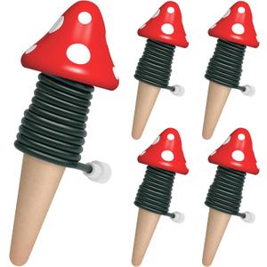 BYDOLL Plant Self-Watering Stakes Automatic Watering Terracotta Spikes for Indoor Outdoor Plants,Houseplant Mushroom Insert Devices for Vacation use,Bonsai Drip Irrigation System (5 Pack) (4.8''X1.7'')