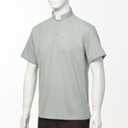 Men's Clergy Tab Collar Polo Shirt Short Sleeve Pastor Minister Preacher Shirt (Gray)