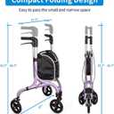 PLANETWALK Premium 3 Wheel Rollator Walker for Seniors Ultra Lightweight Foldable Aluminum Mobility Aid with Height Adjustable Handle and 8 Inch Wheels, Brilliant Purple