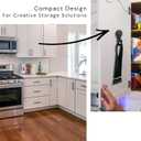 LUXES Pantry Door Storage Set for Fresh Food, Chips, and Snacks With Self-Storage Mount | Compact Alternative to Chip Clips & Magnetic Fridge Clips | Reusable AirTight Food Storage Bands (5ct) Chip Bag Closers - LUXES (Black)