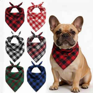 Dog Bandanas 6 Pack - Soft Cotton Bandanas for Dogs, Medium & Large Breeds - Washable Puppy Bandana Bulk Set - Cute Dog Scarf for Boy & Girl Pets - Spring, Summer & Birthday, Plaid