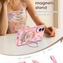 Uppuppy for Samsung Galaxy S25 Edge Case - Compatible with MagSafe for Women Girls Bulit-in 360 Rotatable Magnetic Ring Holder Kickstand Cute Aesthetic Pink Castle Design for Samsung S25 Edge