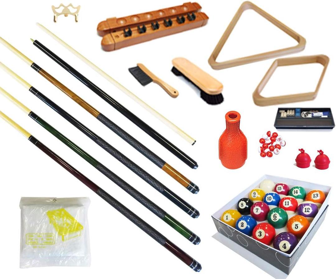 HAN'S DELTA Pool Table - Premium Billiard 32 Pieces Accessory Kit - Pool Cue Sticks Bridge Ball Sets