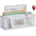 GDINDINFAN Mail Holder Countertop, Mail Organizer with 2 Slots, Mail Basket Wall Mounted Desktop Mail Sorter Letter Holder Box Envelope Organizer for Home Office, White