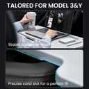 Foldable Desk Food Tray for Tesla Model Y/3/Y Juniper Upgraded Table Tray for Tesla with Support Leg, Portable Laptop Desk for Front Passengers, Ideal for Dining, Working, Makeup While Parking