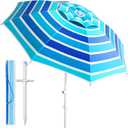8FT. Large Beach Umbrella with Heavy Duty Sand Anchor & Tilt Sun Shelter, UPF50+ UV Protection, Wind Resistance, Waterproof Canopy, Portable for Beach Outdoor Patio Yard Garden Pool