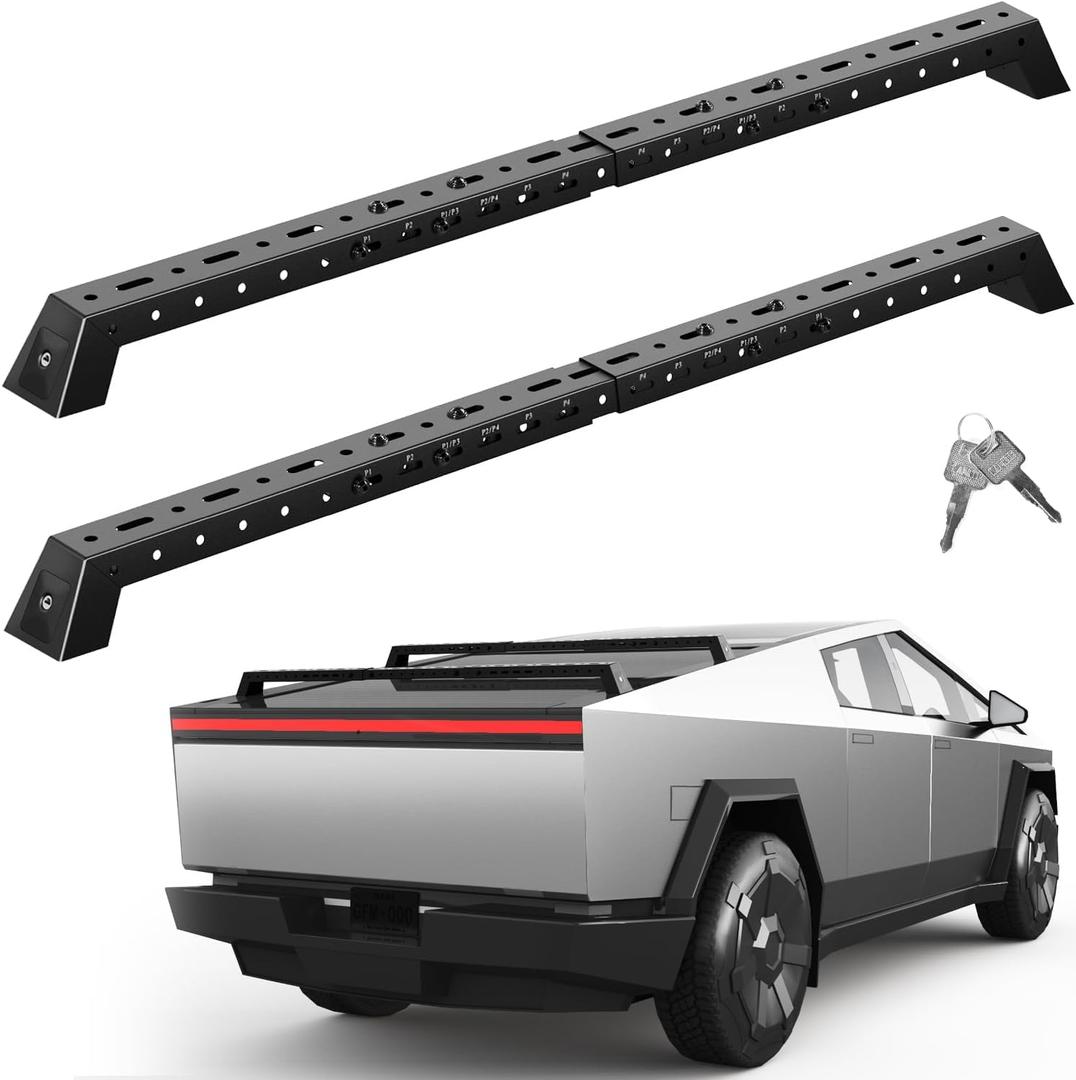 Tuyoung 550lbs Heavy Duty Roof Rack Cross Bars Compatible with Tesla Cybertruck 2024 2025 Accessories, Lockable Aluminum Crossbar Canoe Kayak Car Snowboard Rooftop Cargo Carrier Luggage