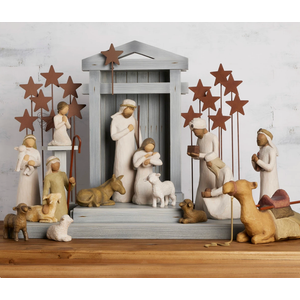 Nativity Deluxe plus Metal Stars and Angel, 18-piece Set
