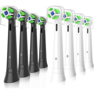 8 Pack iO Replacement Heads Compatible with Oral B iO Electric Toothbrush, Toothbrush Head for Oral b iO 2 3 4 5 6 7 8 9 10, (4 Black 4 White)