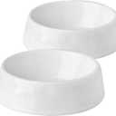 Ceramic Dog Bowls, Dog Food Water Bowl Set, 6.5inch Dog Dishes for Medium Sized and Small Dog, Cat Dog Plates for Food, White