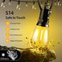 Solar Lights Outdoor Patio Lights: S14 15M 50FT Solar Powered Remote Control 3 Light Modes Dimmable Solar Waterproof Light - Shatterproof Bulbs - Camping Backyard Garden Deck Outside Yard