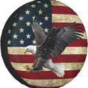 Spare Tire Cover Bald Eagle American Flag Tire Covers Protector Wheel Tire Covers Weather-Proof for Trailer RV SUV Truck Camper Travel Trailer Accessories Polyester (Bald Eagle, 14inch)