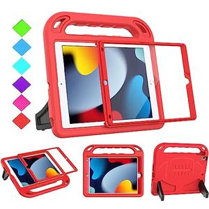 BMOUO Kids Case for New iPad 10.2 2021/2020/2019-iPad 9th/8th/7th Generation Case with Built-in Screen Protector,Shockproof Lightweight Handle Stand Kids Case for iPad 10.2" 2021/2020/2019 Latest-Red