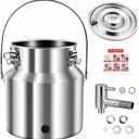 304 Stainless Steel Water Dispenser with Faucet, Thickened Milk Can with Handle, Sealing Ring and Instruction Manual, 5L Stainless Steel Water Jug for Milk, Water, Tea, Juice and Beverage Storage