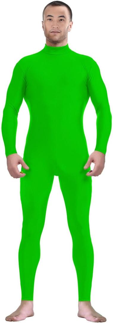 Aniler Men's and Women's Spandex Headless and Without Gloves Socks Zentai Costume Bodysuit Stretchy Cosplay Unitard Body Suit (Lime Green). Size XL