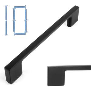 KOOFIZO Wide Foot Cabinet Bar Pull - Black Modern Solid Handle, 5 Inch/128mm Screw Spacing, 10-Pack for Kitchen Cupboard Door, Bedroom Dresser Drawer, Bathroom Wardrobe Hardware