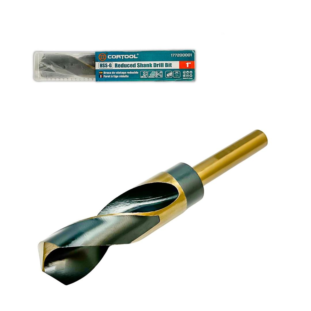 1 Inch Reduced Shank High Speed Steel Drill Bit for Metal and Steel | HSS M2 Black & Gold With 1/2" Shank