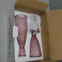 Vertical Stripe Candlestick Holders Set of 3, Premium Glass Candle Holders for Candlesticks and Taper Candles, Vintage Candle Holder Decor for Table Centerpiece, Pink 