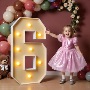 imprsv 3FT Light Up Numbers, Marquee Numbers 6 for Birthday and Anniversary Party Decorations, Large Light Up 6, Pre-Cut Foam Board Kit