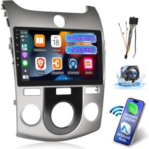 EKAT [2+64G] Car Radio for KIA Forte Cerato K3 2009-2012 (Only for Manual A/C), 9 inch Android 13 Touch Screen Forte Stereo, Carplay/Android Auto/EQ Audio/SWC/Bluetooth/26 Ul Desktop Themes