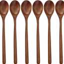 Wooden Spoons, 6 Pieces 9 Inch Wood Soup Spoons for Eating Mixing Stirring, Wood Spoon with Japanese Style Kitchen Utensil (Brown)