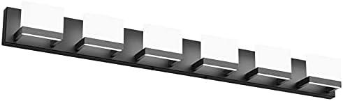 Souart LED Modern Matte Black Bathroom Vanity Lights Over Mirror 6 Lights Up and Down Black Bathroom Vanity Light Fixtures