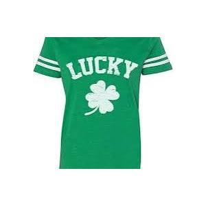 St Patricks Day Shirt for Women Irish Lucky Shamrock V-Neck Short Sleeve St Paddy's Day Tee Tops(Green, 3XL) 