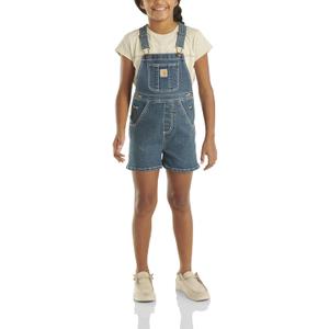 Carhartt Girls Loose Fit Jean Overall Shorts Denim Shortalls (12, Medium Wash Denim Blue)