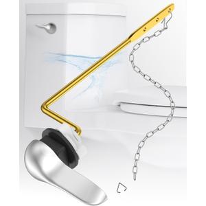 Universal Toilet Bowl Flush Handle Replacement Kit Side Mount, Toilet Repair Kit Inside Tank Chain Flusher Handle Lever Replacement Parts Compatible with American Standard Mansfield Kohler TOTO Eljer (1 Pack, Silver)