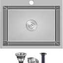 KINGO HOME 22x18 Inch Drop in Kitchen Sink,16 Gauge Topmount RV Small Kitchen Bar Sinks,Stainless Steel Outdoor Prep Single Bowl Workstation Wet Bar Sink with Stainless Steel Strainer