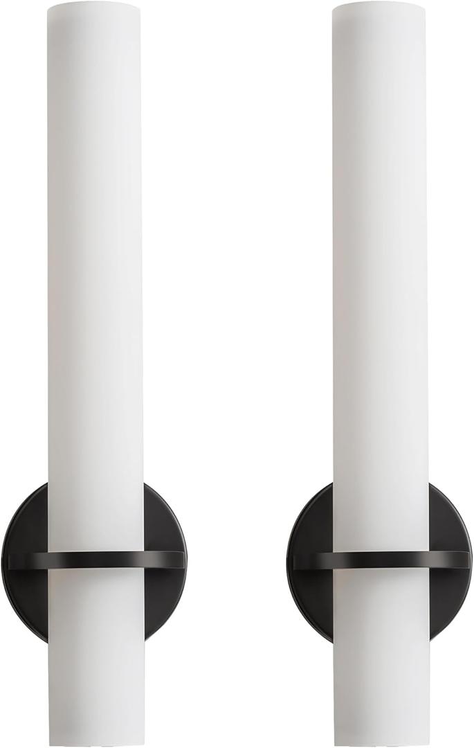 Black Wall Sconces, 18 inch Modern Wall Sconces Set of Two 18W 3000K LED Dimmable Bathroom Sconces with Acrylic Shade Indoor Wall Lights for Bedroom Living Room Hallway Stairway