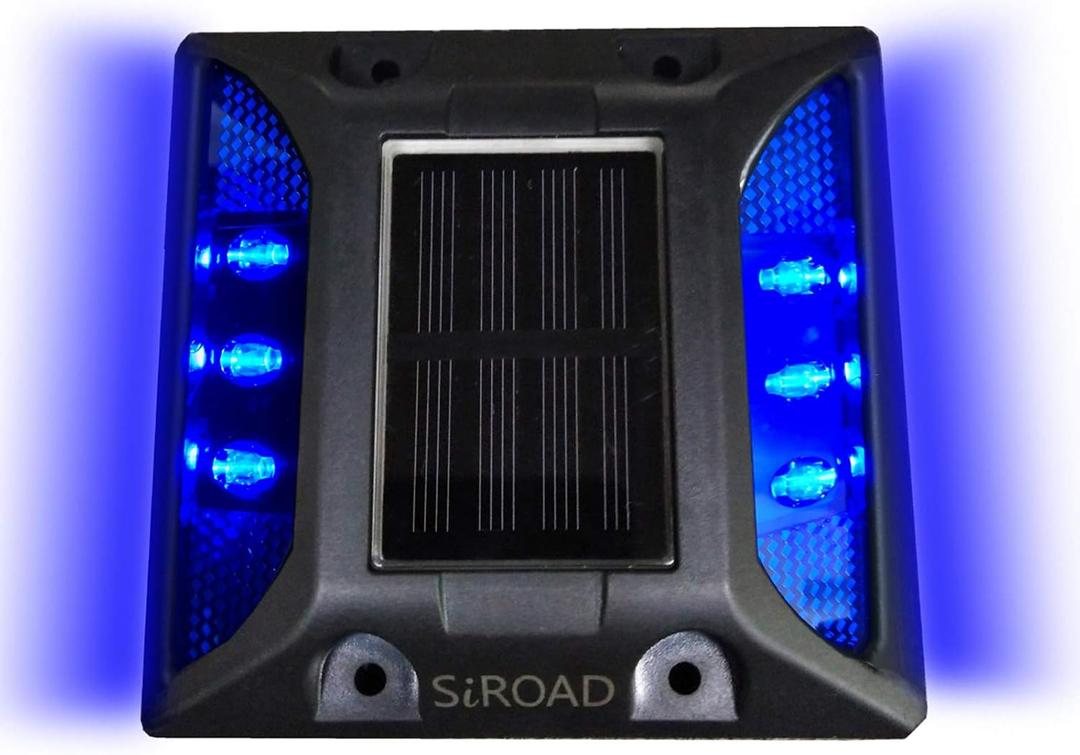 Solar Driveway Deck Light, IP68 Waterproof Outdoor Reflectors Driveway Blue LED Light for Dock Walkway Lane Porch Patio Pathway Garden Yard Road Markers (Blue, 1 Pack)