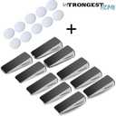 Strongest Home Heavy Duty Door Stopper Wedge (10 Chrome PCs) | Non-Slip Rubber and Metal Door Stop for Heavy Doors| Work on Wood, Tile, Carpet + 10 White Wall Protectors