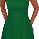 PRETTYGARDEN Womens Formal Short Dresses 2026 Summer Sleeveless Boat Neck A Line Elegant Mini Cocktail Party Dress (Green, L)