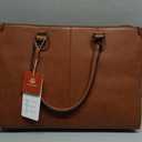 LOVEVOOK Laptop Tote Bag for Women, 15.6 Inch Large Capacity Vintage Leather Work Computer Bag, Business Casual Shoulder Handbag, Dark Brown